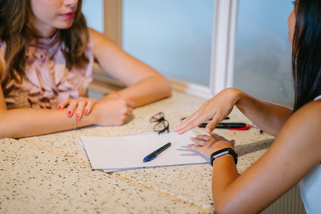 Two women having a meeting