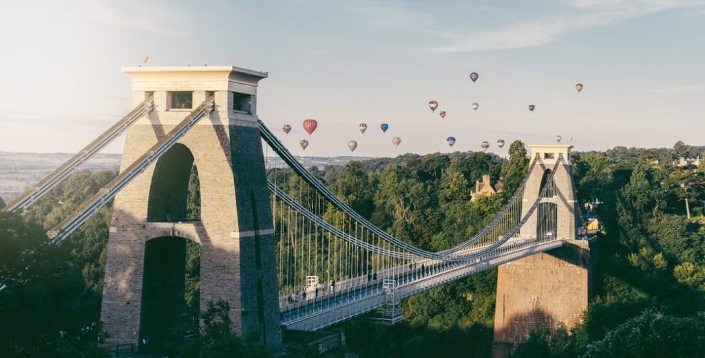 Clifton Suspension Bridge and Balloons in Bristol